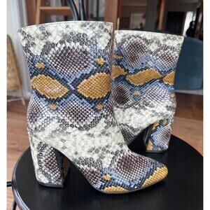 The Limited Erica Women's Faux Snakeskin Block Heel Mid Ankle Boots Size 6.5